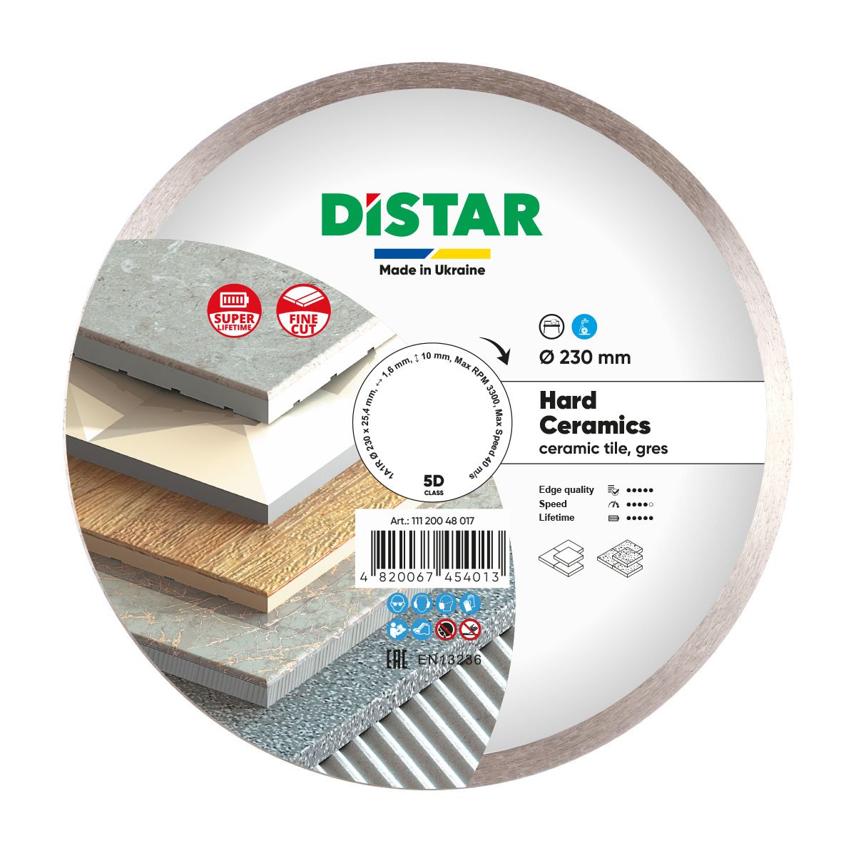 Диск алмазний для керам. плит 230 мм 5D DISTAR Hard ceramics 230x1,6x25,4 (11120048017)