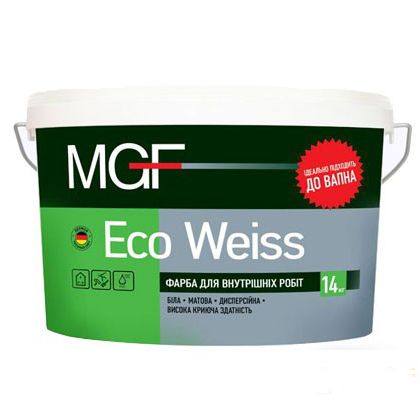 Фарба акрилова інтер'єрна матова MGF M1 Eco weiss,14 кг