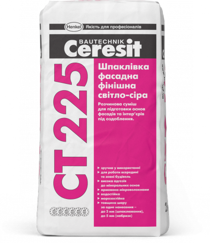 Шпаклівка фасадна фінішна (біла до 3мм) CT 225, Ceresit 25кг