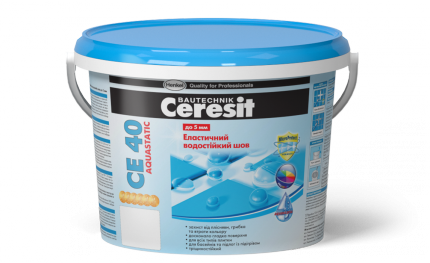 Затирка водостійка кольоровий шов CE 40 aquastatic (сірий), Ceresit 2кг